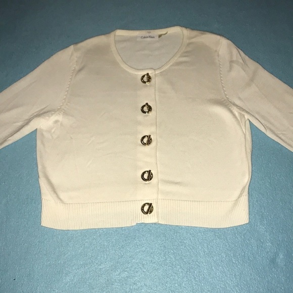 CALVIN KLEIN cardigan long sleeve button up sweater NEW vintage size M - Picture 1 of 9